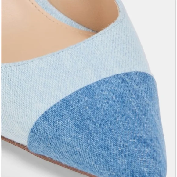 New Veronica Beard Liliana Denim Slingback Pumps Light Blue Blue 39/9 - Picture 6 of 8